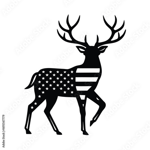 atriotic deer graphic with american flag design 