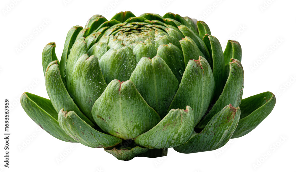 Fototapeta premium Fresh Green Artichoke with Leafy Texture on Transparent Background for Culinary Use