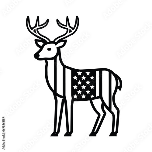 atriotic deer graphic with american flag design
