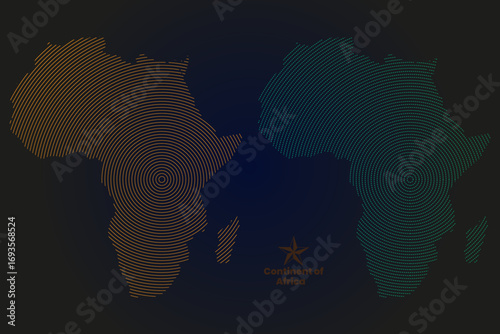 Africa geometric round shape vector map. Geometric round shape continent of Africa. Africa continent round shape on the solid background. African border geometric round line shape map