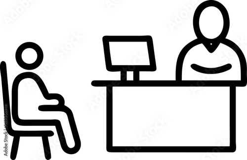 Doctor patient consultation desk computer chair vector