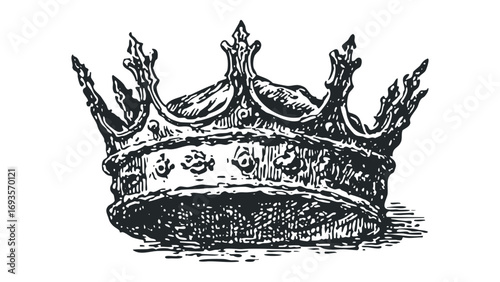 Regal Crown Illustration on Transparent Background. Vector hand drawn illustration