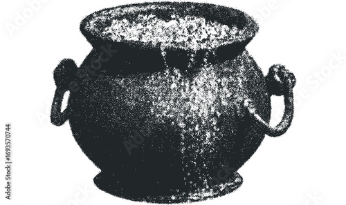 Ancient pot with handles on transparent background. Vector hand drawn illustration