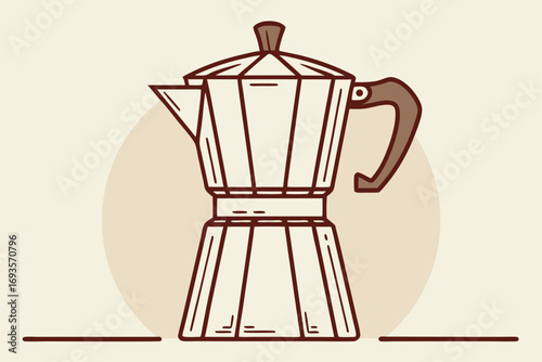 Italian Moka Pot Coffee Maker Illustration Keywords: coffee, moka pot, italian coffee, stovetop