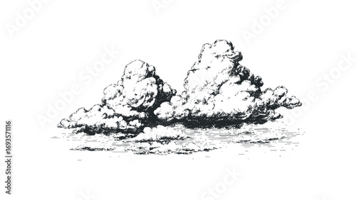 Pencil Sketch Clouds on Transparent. Vector hand drawn illustration