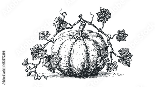 Wallpaper Mural Hand drawn pumpkin vine on transparent background. Vector hand drawn illustration Torontodigital.ca