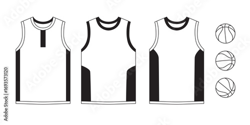 T-shirt flat basketball template jersey mockup outline isolated sport background clothing tee flat sketch