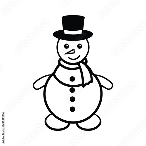 christmas snowman silhouette vector art on white background 