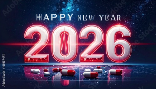 2026 Happy New Year wishing from hospital or medicine company