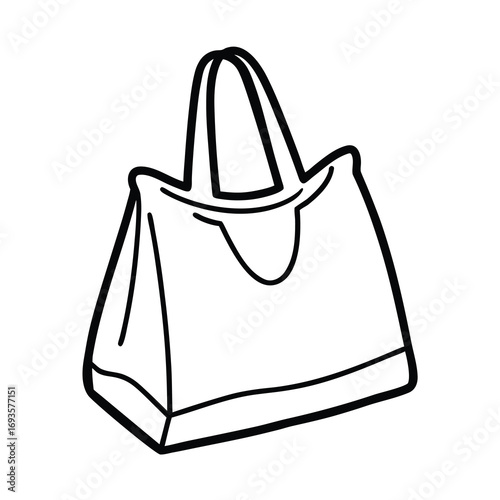 eco friendly plastic bag outline vector on white background 