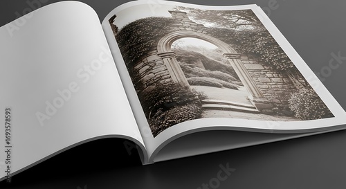 Open Book Featuring Architectural Photo.