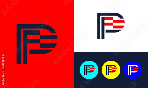 P letter logo with flag