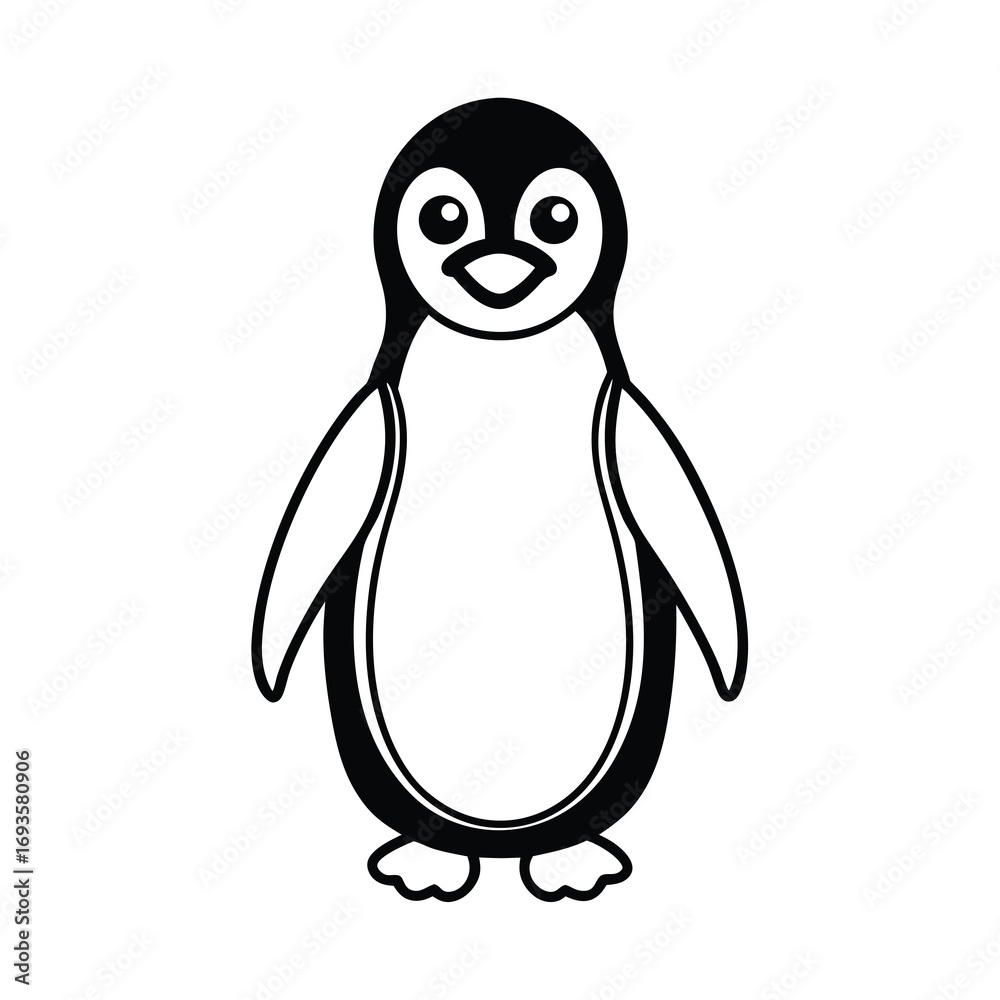 Fototapeta premium funny penguin vector art bird icon on white background 