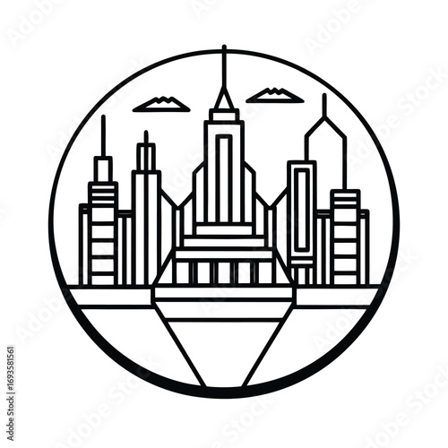 futuristic city vector art on white background