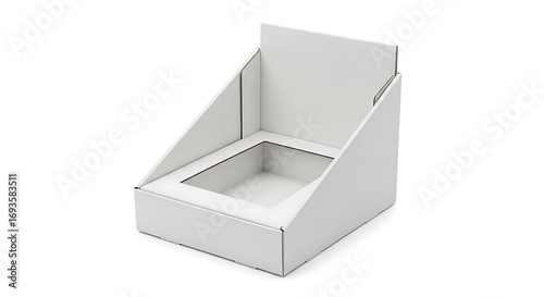 White Cardboard Display Stand for Retail Products.