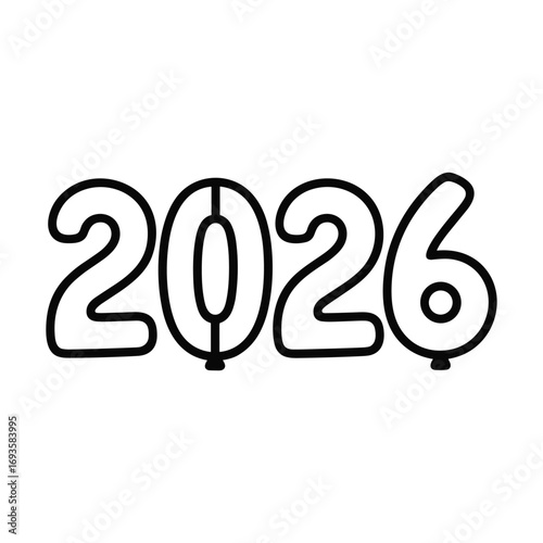 Bold outline of the year 2026 in a simple modern font style
