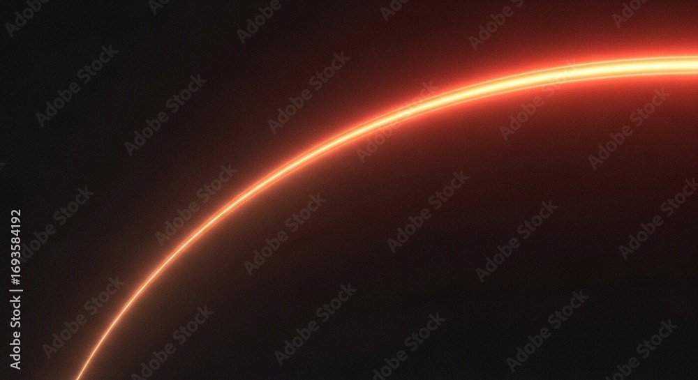 Fototapeta premium Abstract Neon Orange Curve Light Effect on Dark Background Digital Art