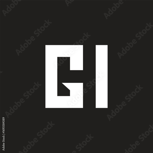 letter ghi simple square geometric abstract logo vector