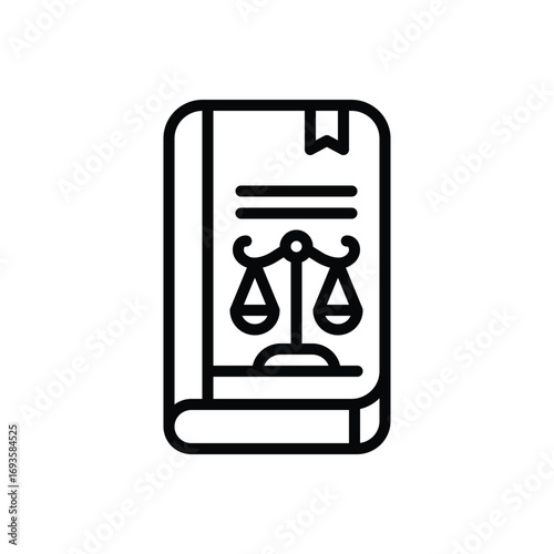 Black line icon for law book