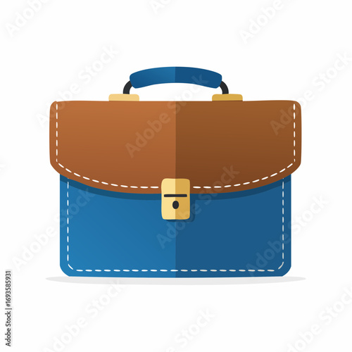 A flat, stylized illustration of a closed, two-toned, business briefcase with a handle.