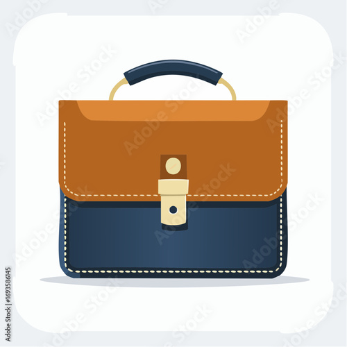 A simple, two-toned briefcase illustration with a handle and clasp, isolated on white.