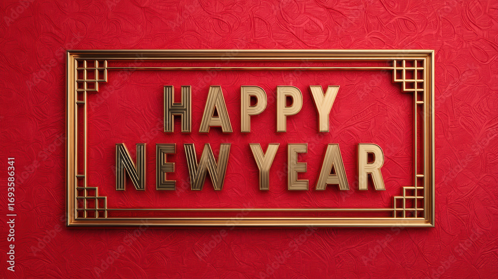 Fototapeta premium A vibrant red background featuring a decorative frame with the words 