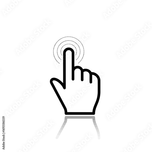 Hand cursor icon with ripple effect