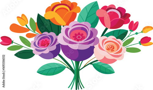 A lovely floral arrangement with pink and red roses blooming beautifully