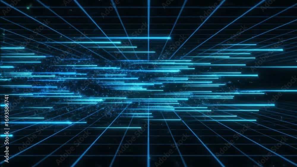 Abstract technology background with futuristic digital light and a blue geometric pattern