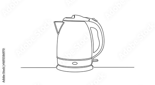 Electric kettle in minimalist outline design on a white background  