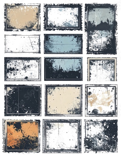 Grunge frames in various colors