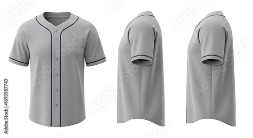 Gray Baseball Jersey Template.
