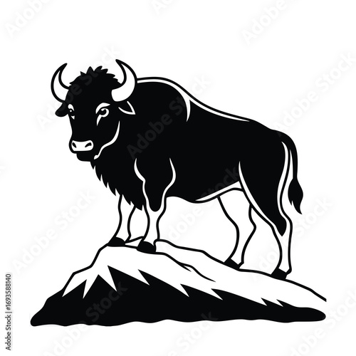 majestic bison standing on a rocky outcrop powerful 
