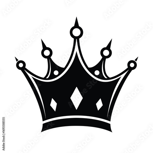 majestic black crown vector art on white background 