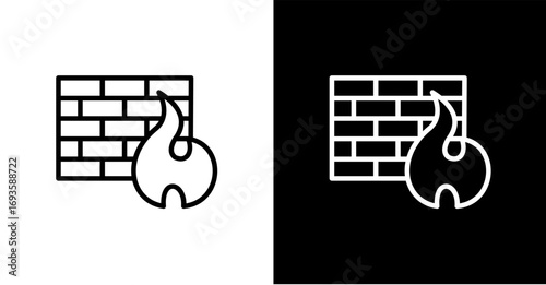 Firewall White Icon Set Design