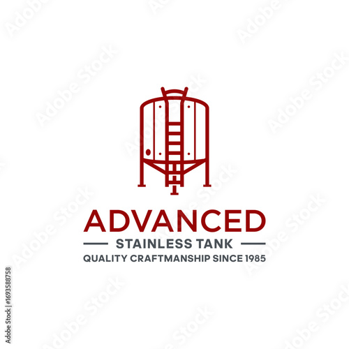 Stainless tank line art barrel industry construction vector logo design