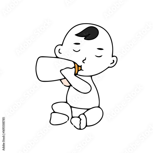 Baby new born line gesture activity. baby new born element design. coloring book for kids preschool. newborn baby to toddler life cycle vector