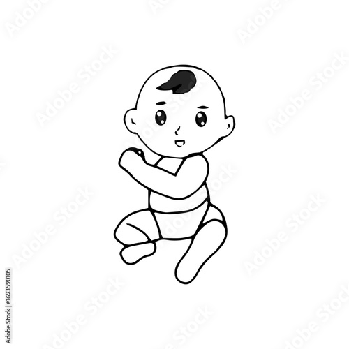 Baby new born line gesture activity. baby new born element design. coloring book for kids preschool. newborn baby to toddler life cycle vector