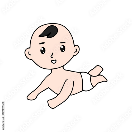 Baby new born line gesture activity. baby new born element design. coloring book for kids preschool. newborn baby to toddler life cycle vector