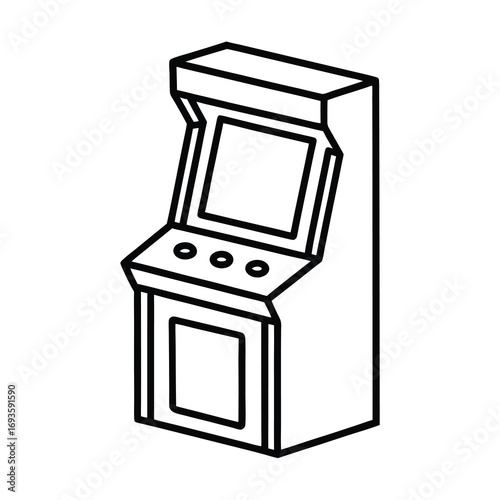 retro arcade machine outline vector on white background 