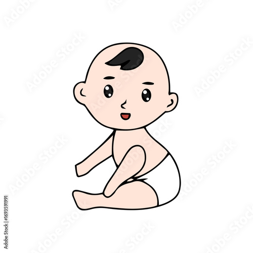 Baby new born line gesture activity. baby new born element design. coloring book for kids preschool. newborn baby to toddler life cycle vector