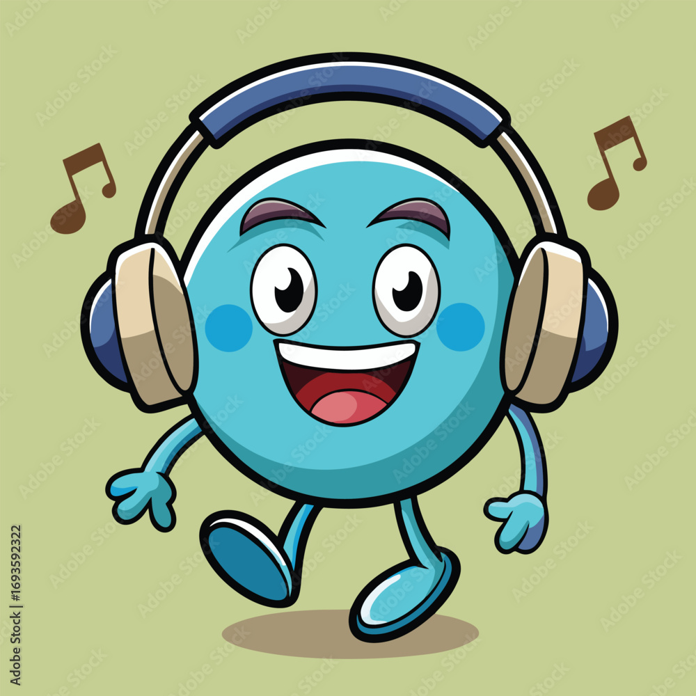 Obraz premium Design logo icon vector illustration cartoon character music note