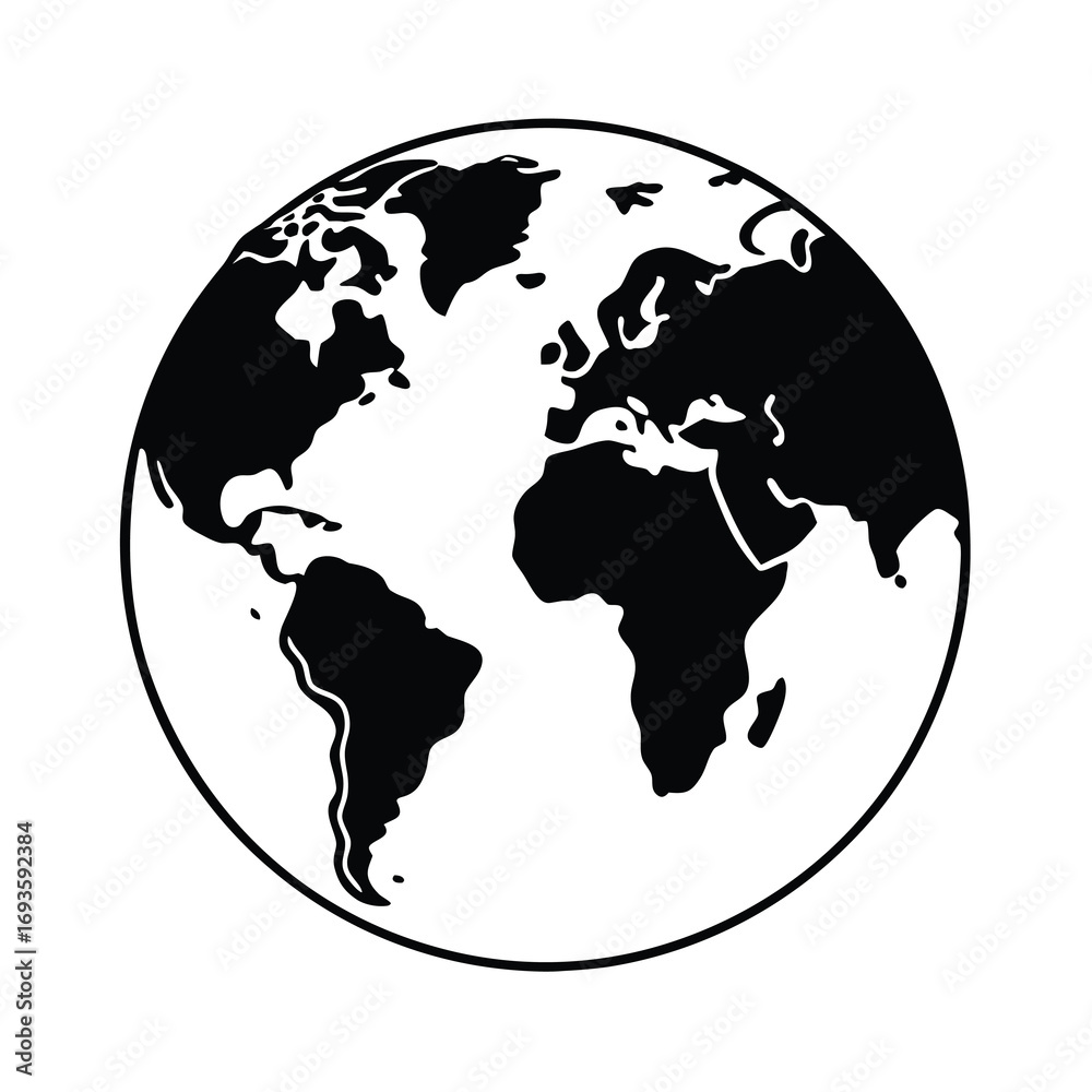 Obraz premium silhouette of the world map for illustration on white background 
