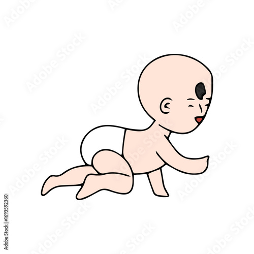 Baby new born line gesture activity. baby new born element design. coloring book for kids preschool. newborn baby to toddler life cycle vector