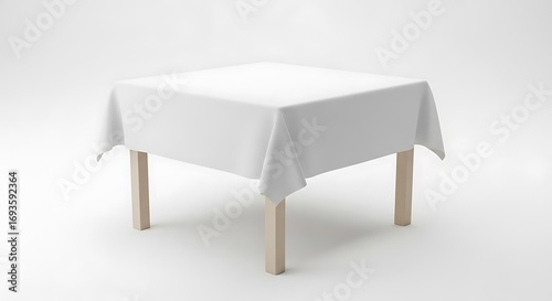 White Tablecloth on Square Table.
