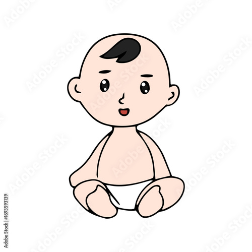 Baby new born line gesture activity. baby new born element design. coloring book for kids preschool. newborn baby to toddler life cycle vector
