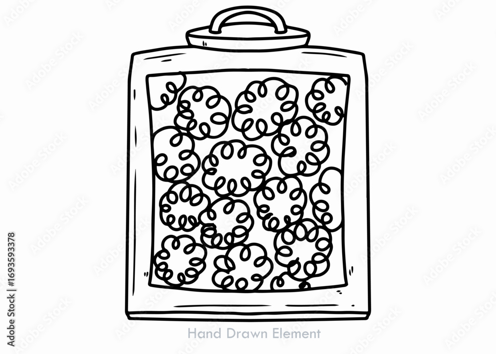 Naklejka premium Hand drawn icon of Indonesian side dish crackers tin on white background