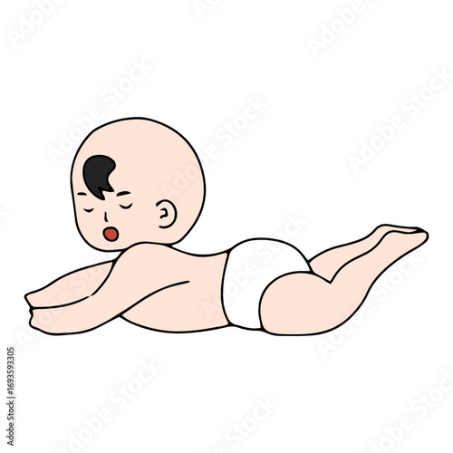 Baby new born line gesture activity. baby new born element design. coloring book for kids preschool. newborn baby to toddler life cycle vector
