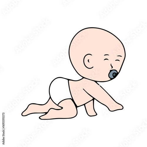 Baby new born line gesture activity. baby new born element design. coloring book for kids preschool. newborn baby to toddler life cycle vector