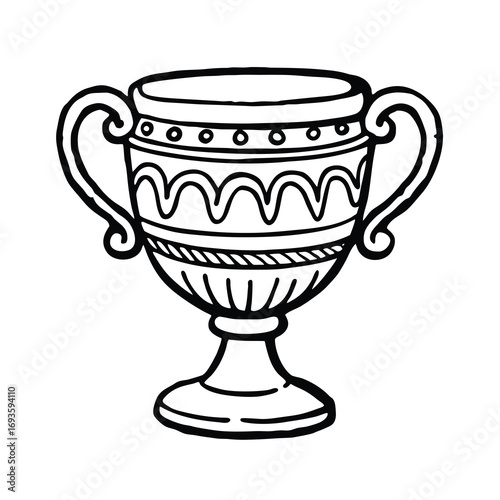 sketch of an ornate cup on white background